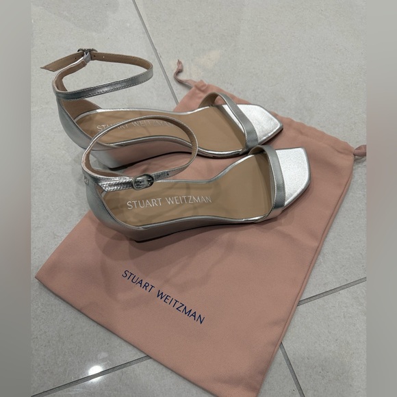 Stuart Weitzman Metallic Silver Wedge Heels - Picture 4 of 6